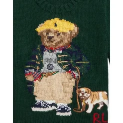 Grüner Baumwollpullover Polo Bear Stickerei