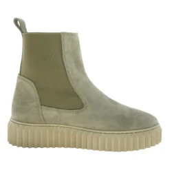Grüner Wildleder Stiefelette Sneaker Sohle