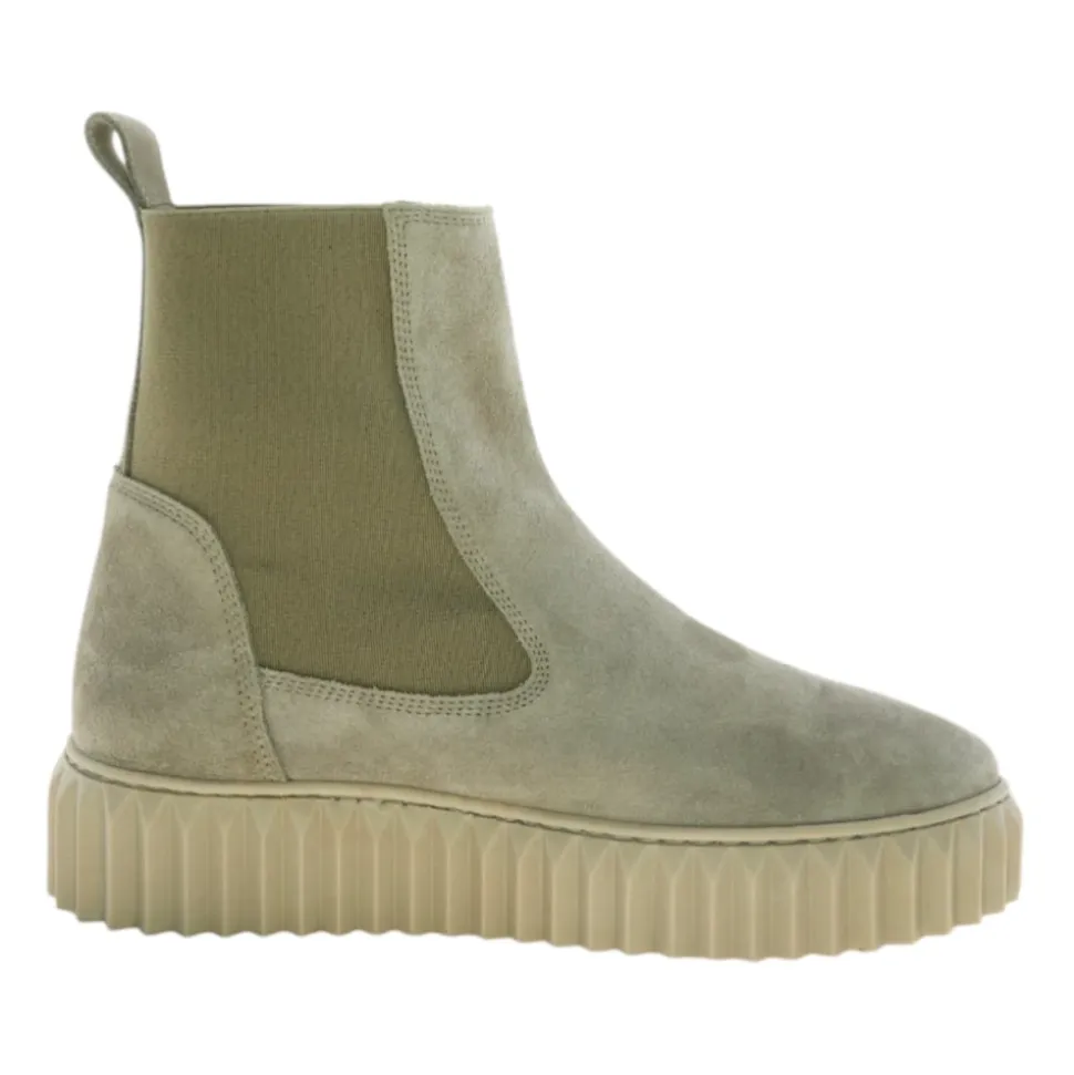 Grüner Wildleder Stiefelette Sneaker Sohle