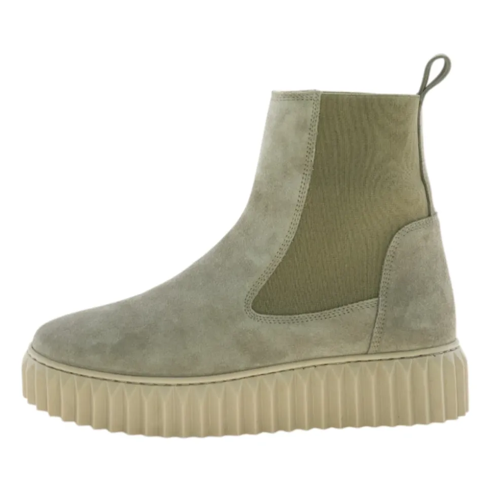 Grüner Wildleder Stiefelette Sneaker Sohle