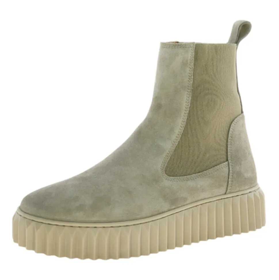 Grüner Wildleder Stiefelette Sneaker Sohle