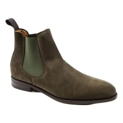 Grüner Wildlederstiefel mit elastischem Seitenband und geschützter Gummisohle