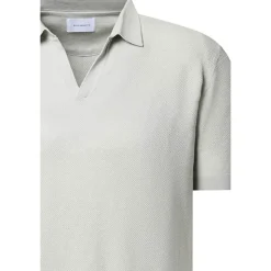 Grünes Baumwoll- und Leinenpolo-Shirt