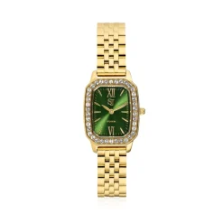 Grünes Sunray-Zifferblatt Edelstahl-Uhr