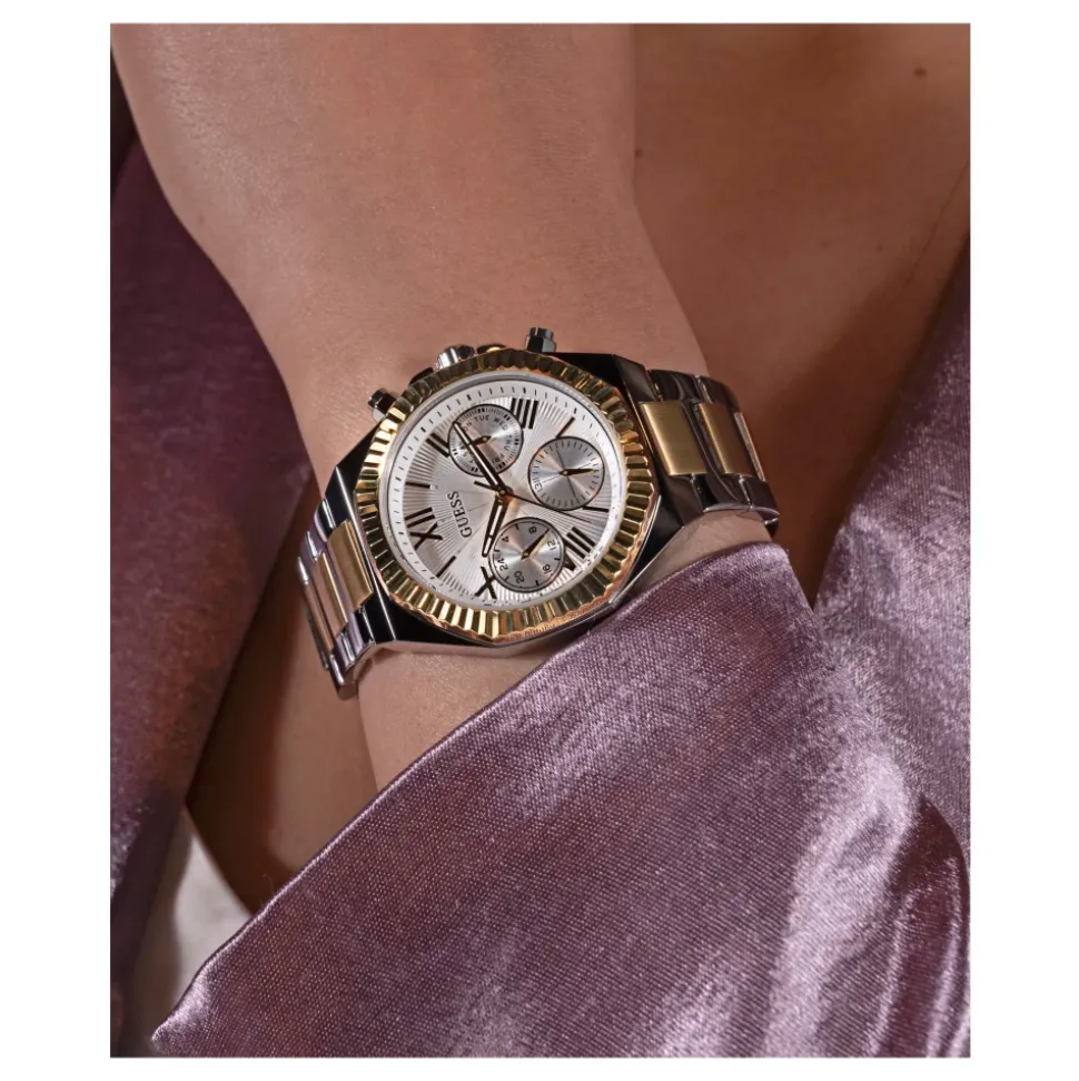 Guess Damen Multifunktionsuhr EQUALITY GW0769L3 Silber und Gold