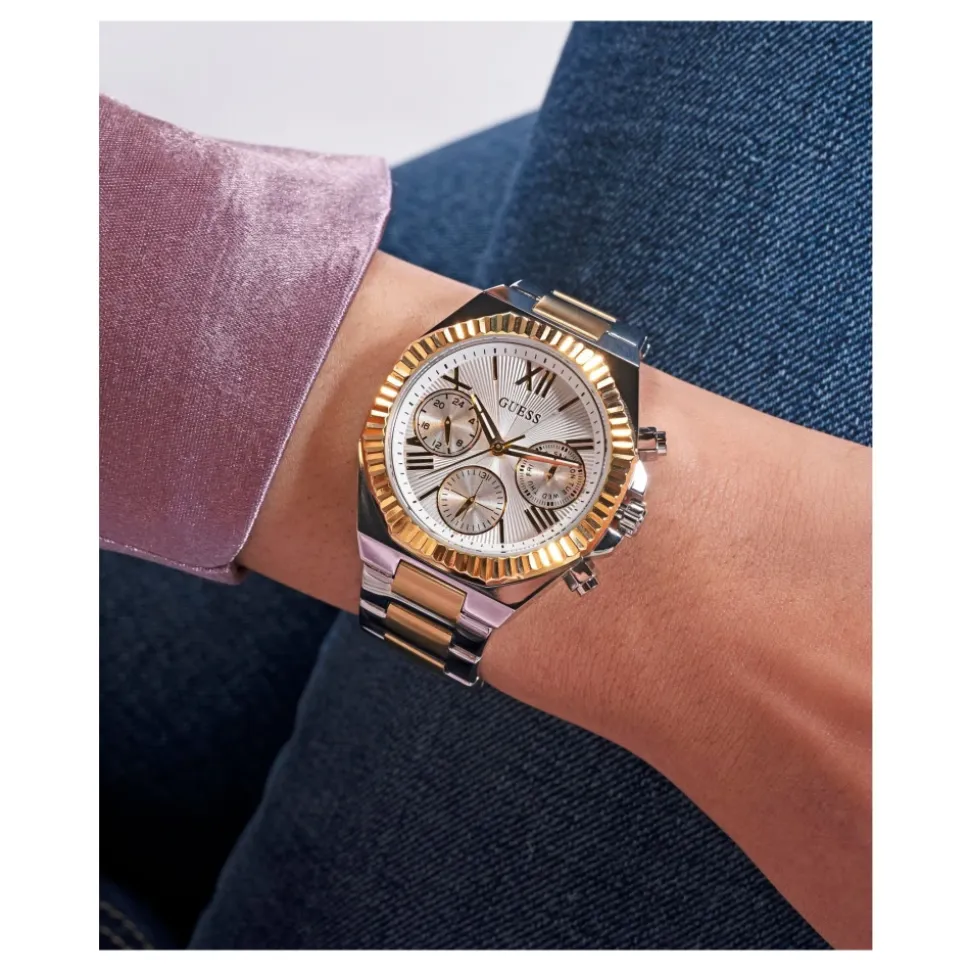 Guess Damen Multifunktionsuhr EQUALITY GW0769L3 Silber und Gold