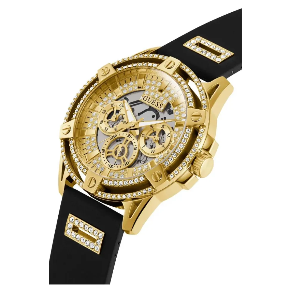 Guess Herren Multifunkion Armbanduhr King schwarz, gold 48 mm GW0537G2