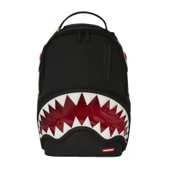 Gummizähne Haifischrucksack in Schwarz Rot