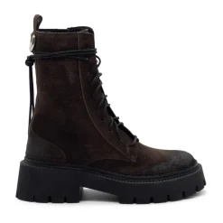 H04 Bob – Dunkelbrauner Schnür-Boot aus Vintage-Kalbsvelours