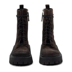 H04 Bob – Dunkelbrauner Schnür-Boot aus Vintage-Kalbsvelours