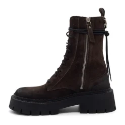 H04 Bob – Dunkelbrauner Schnür-Boot aus Vintage-Kalbsvelours