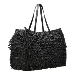 Handgefertigte Raffia und Leder Tote Tasche