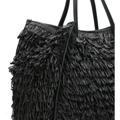 Handgefertigte Raffia und Leder Tote Tasche