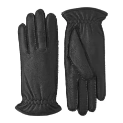 Handgenähte Elchlederhandschuhe mit Kaschmirfutter, Schwarz