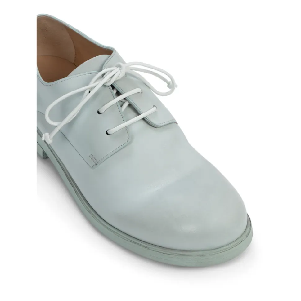 Hellblaue Leder Derby Schuhe