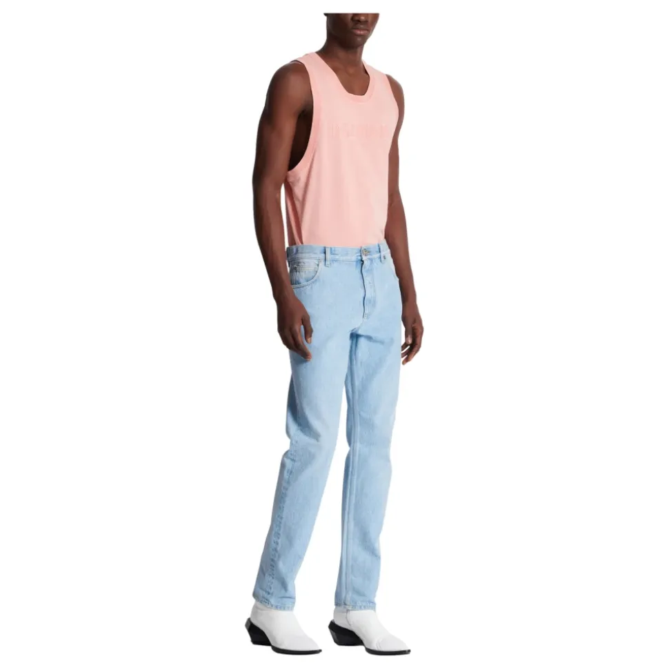 Hellblaue Regular-Fit-Denim-Jeans