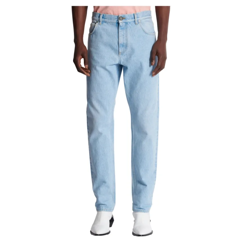 Hellblaue Regular-Fit-Denim-Jeans