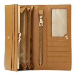 Hellbraune Brieftasche mit geprägtem Muster