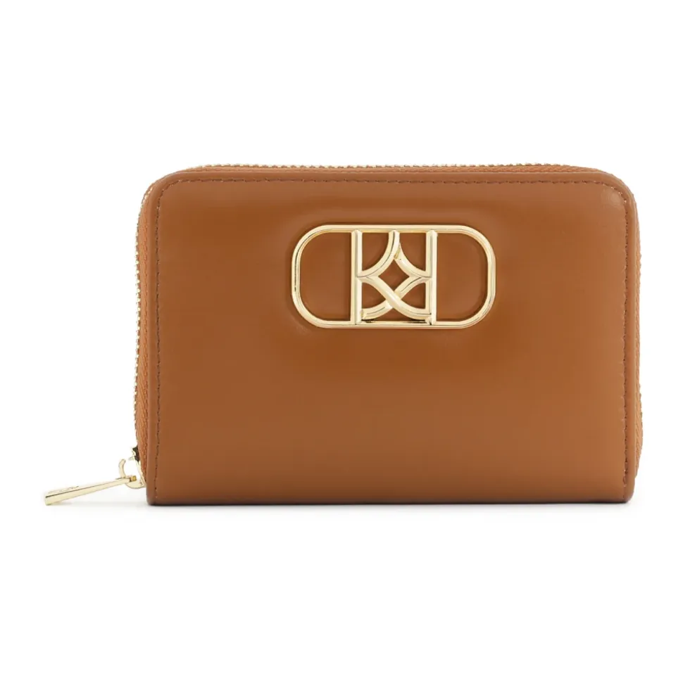 Hellbraune Brieftasche mit dekorativem Monogramm