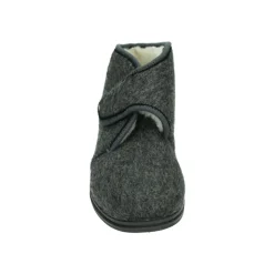 Herren Hausschuhe Grau Stoff Gummisohle