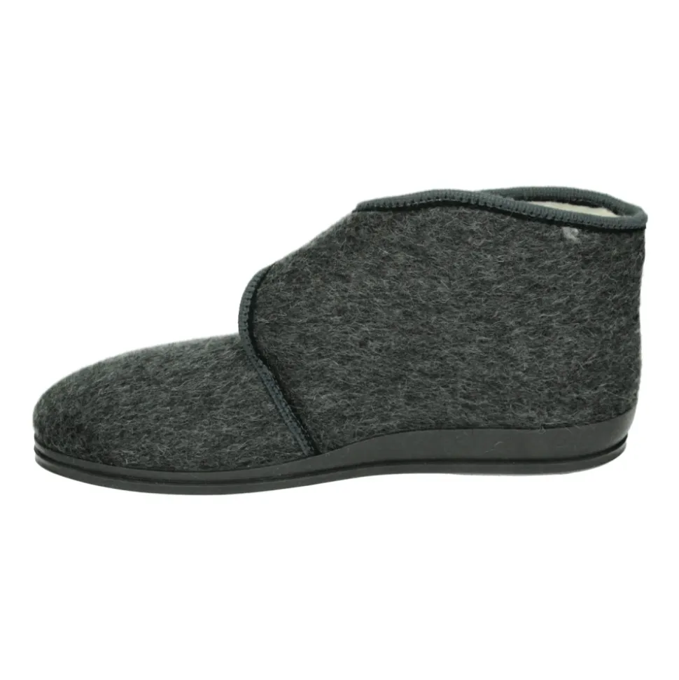 Herren Hausschuhe Grau Stoff Gummisohle