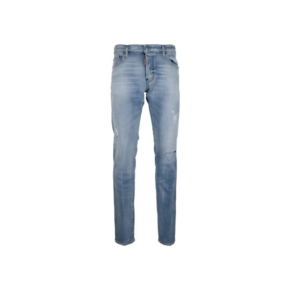 Herren Knopf Jeans mit Distressed Details