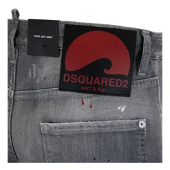 Herren Knopf Jeans mit Leder Patch