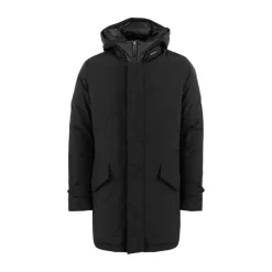 Herren Polar Parka mit hohem Kragen Schwarz