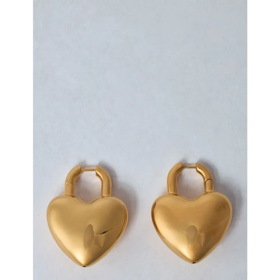 Herz Design Goldfarbene Ohrringe Set