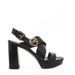 High Heel Ledersandale mit Plateau