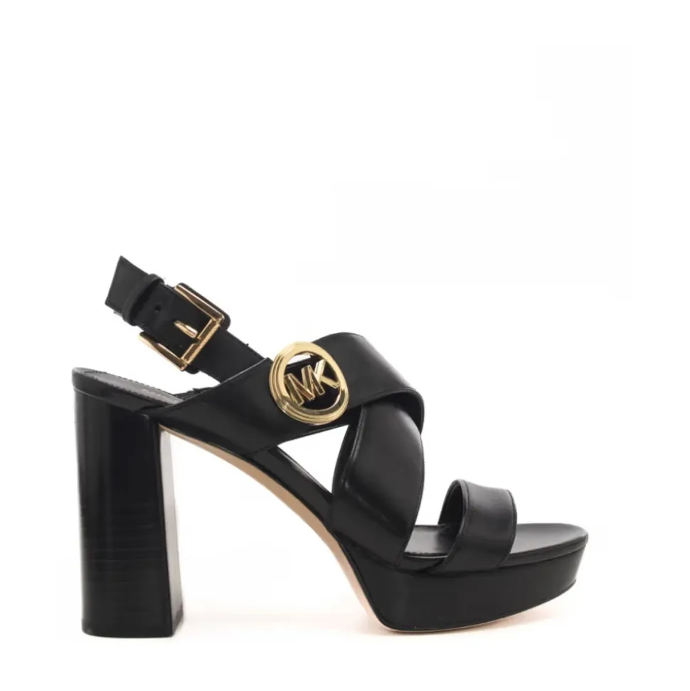 High Heel Ledersandale mit Plateau