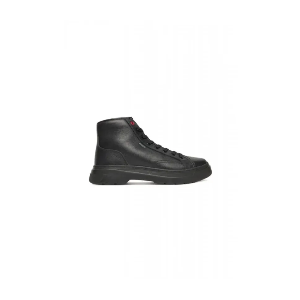 High-Top Stiefel aus genarbtem Leder
