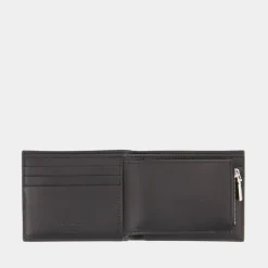 2in1 Leder Geldbörse - Schwarz/Silber