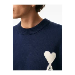 Intarsia Strickpullover mit Herz-Ausschnitt
