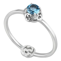 Interlocking G Ring in 18kt Weißgold mit Topas und Detail