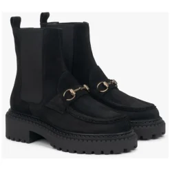 Italienische Velours Chelsea Boots mit goldener Schnalle