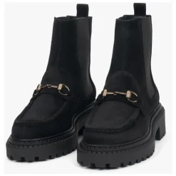 Italienische Velours Chelsea Boots mit goldener Schnalle