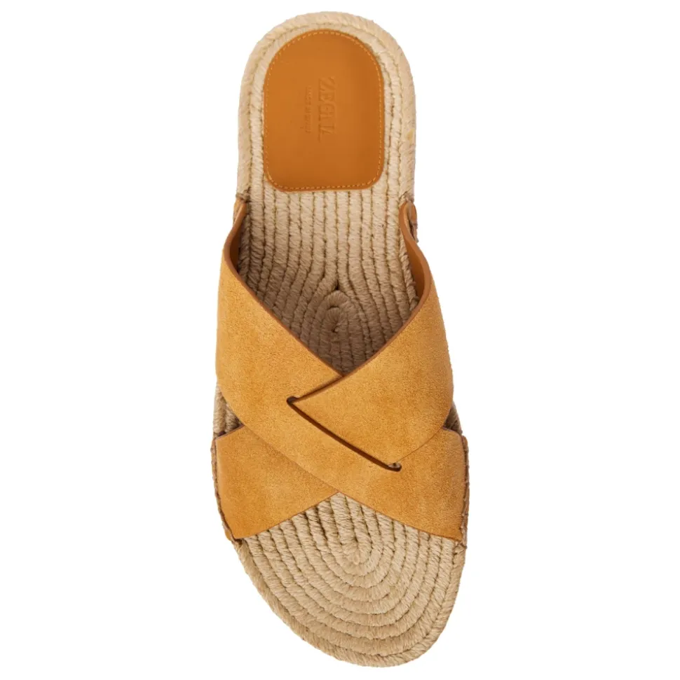 Italienische Wildledersandalen mit Gummisohle