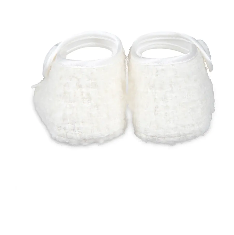 Ivory Bouclé Tweed Ballet Flats