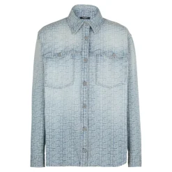 Jacquard-Denimhemd mit Monogramm