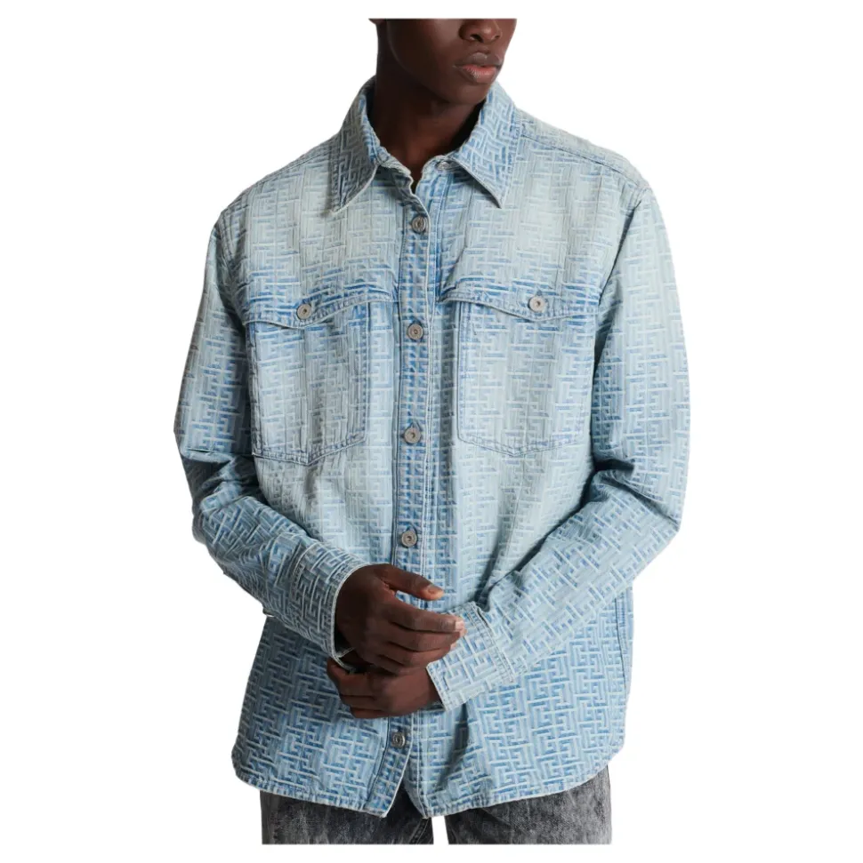 Jacquard-Denimhemd mit Monogramm