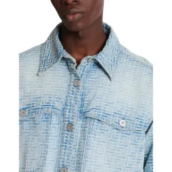 Jacquard-Denimhemd mit Monogramm