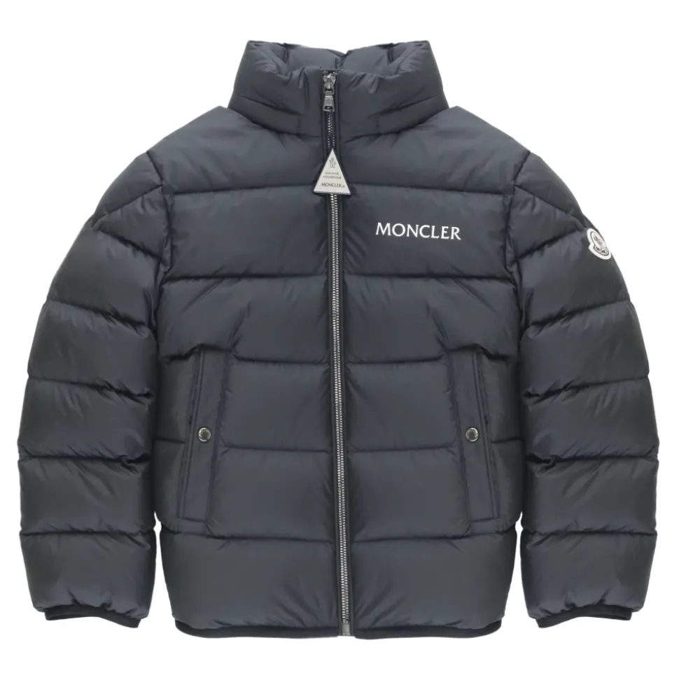 Jungen Schwarze Daunenjacke Hoher Kragen