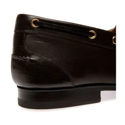 Kaffeebraune Leder Flache Schuhe