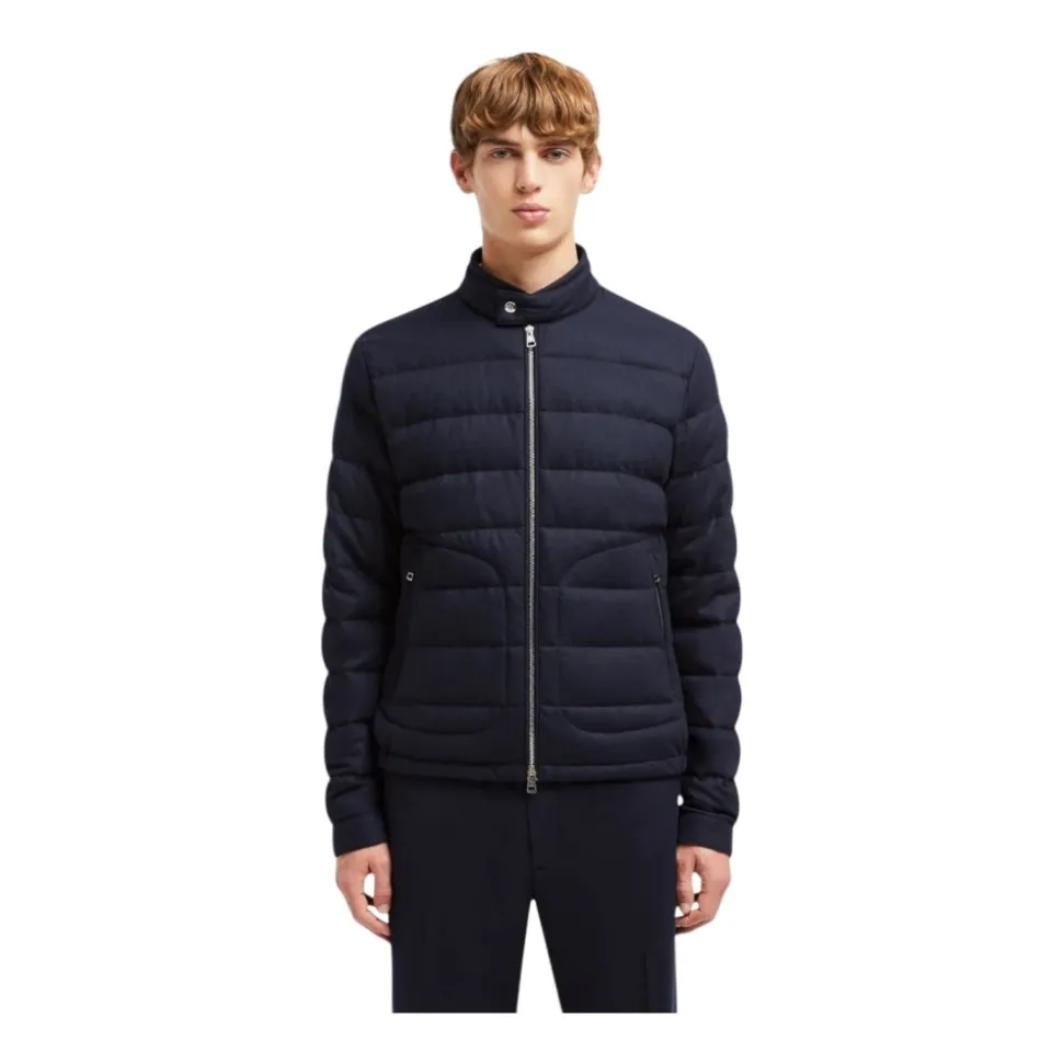 Kaschmir Kurze Daunenjacke Marineblau