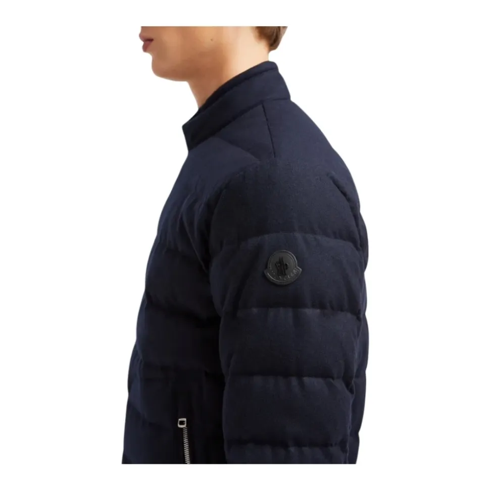 Kaschmir Kurze Daunenjacke Marineblau