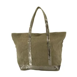 Khaki Leinen Shopper Tasche