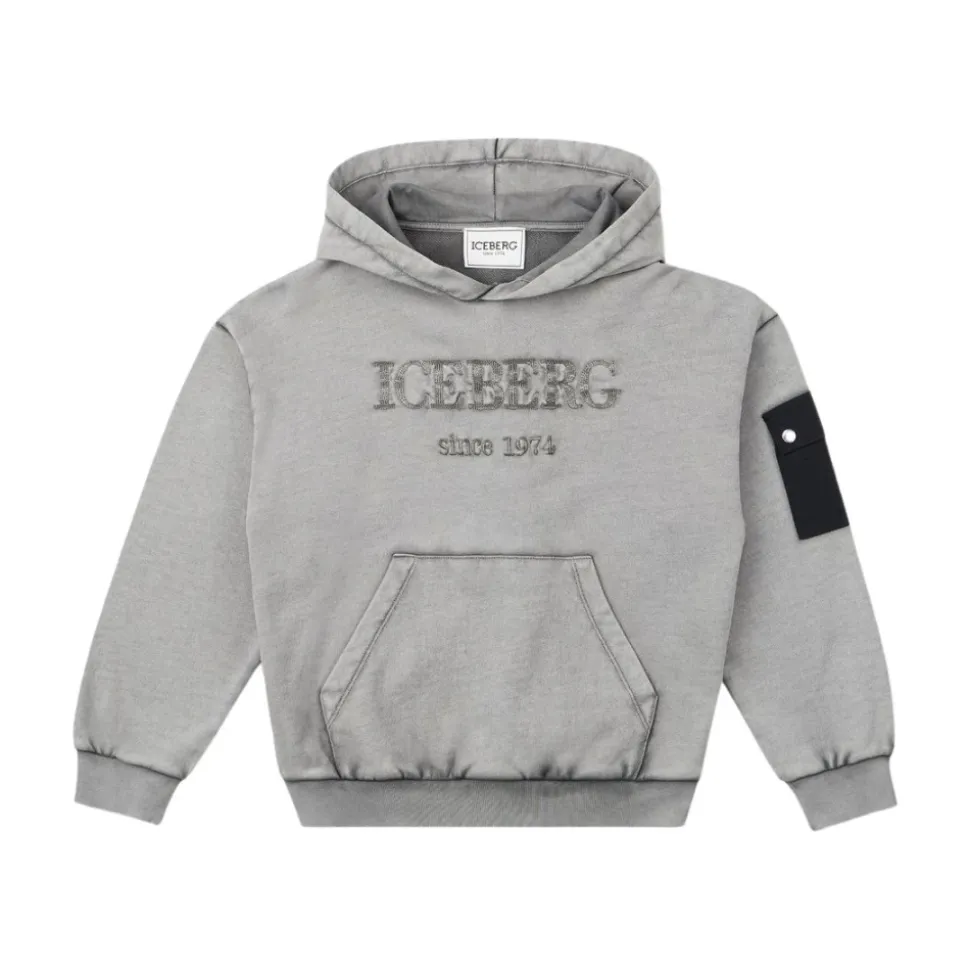 KIDS - Anthrazitgraues Sweatshirt mit Ton-in-Ton-Logo