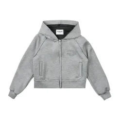 KINDER - Dunkel melierter grauer Reißverschluss-Hoodie