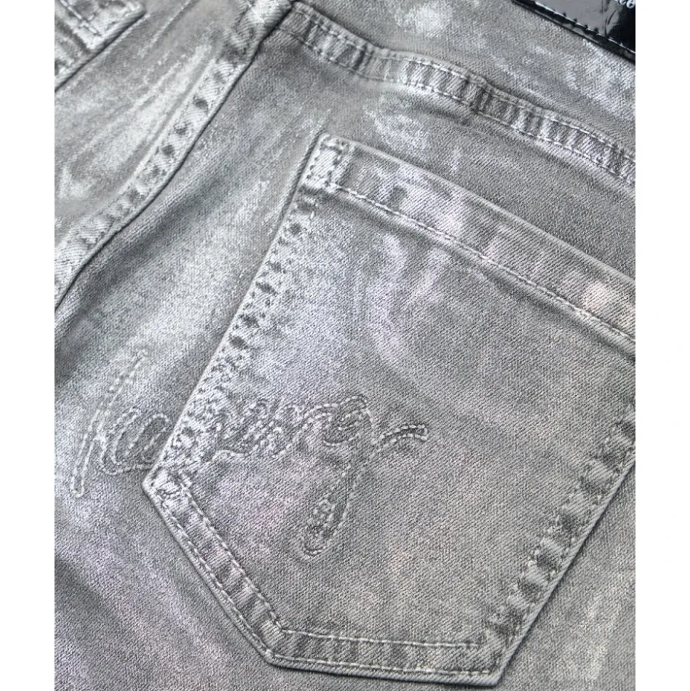KINDER - Hellgraue Wide-Leg 5-Pocket-Jeans